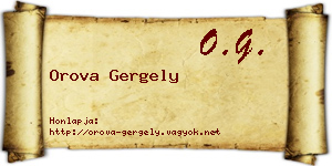 Orova Gergely névjegykártya